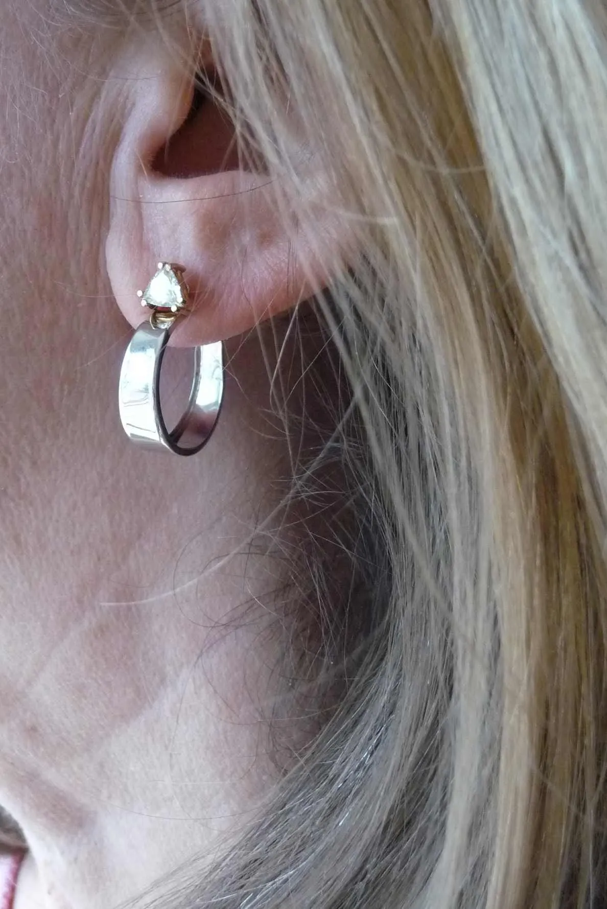 14k White Gold Round Wide Hoop Earring Jackets, .75 Inches (19mm) (6mm Wide)