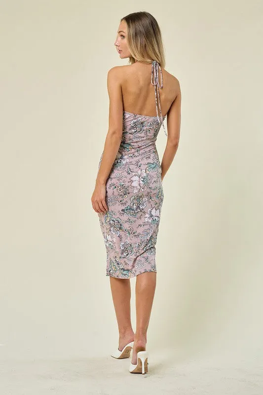 Blush Crisscross Tie Backless Bodycon Dress