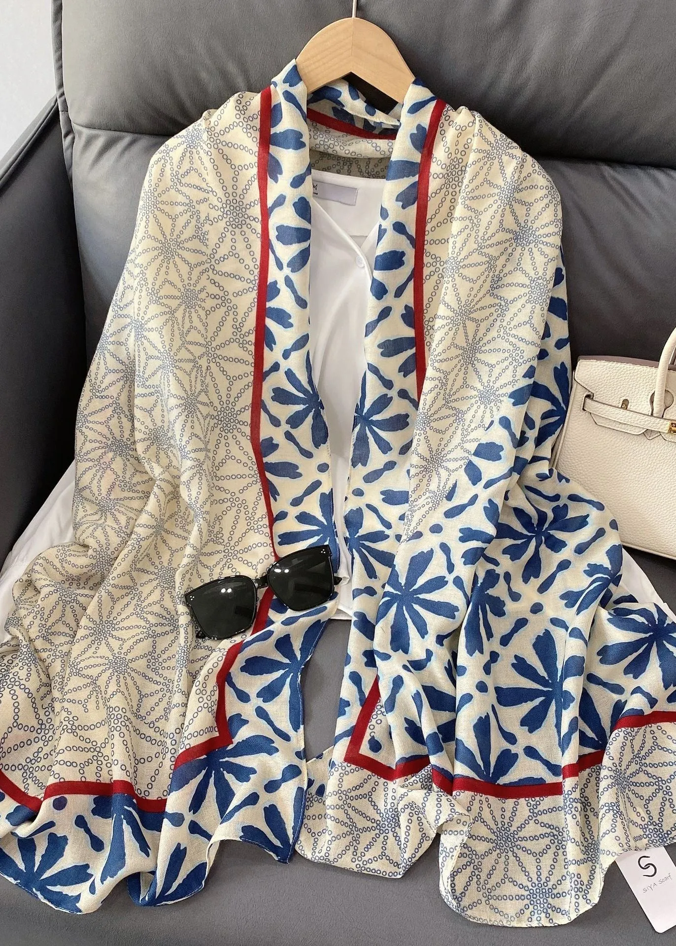 Boutique Yellow Print Cozy Versatile Cotton Shawl ML2249