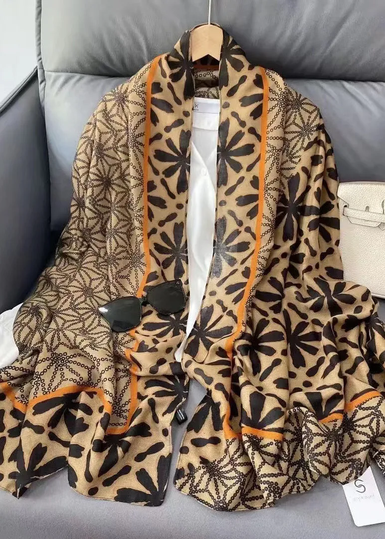 Boutique Yellow Print Cozy Versatile Cotton Shawl ML2249