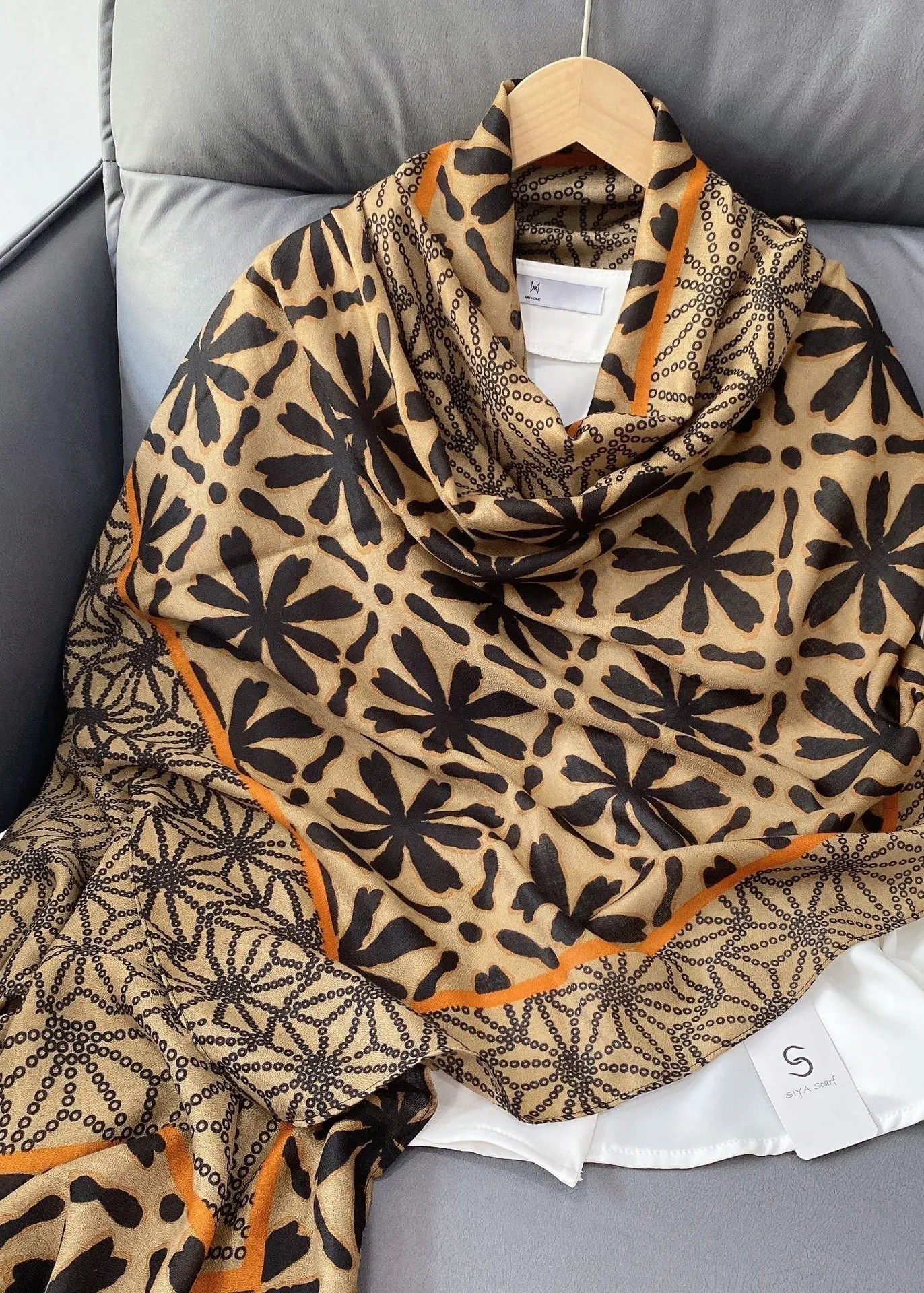 Boutique Yellow Print Cozy Versatile Cotton Shawl ML2249