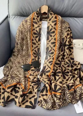 Boutique Yellow Print Cozy Versatile Cotton Shawl ML2249