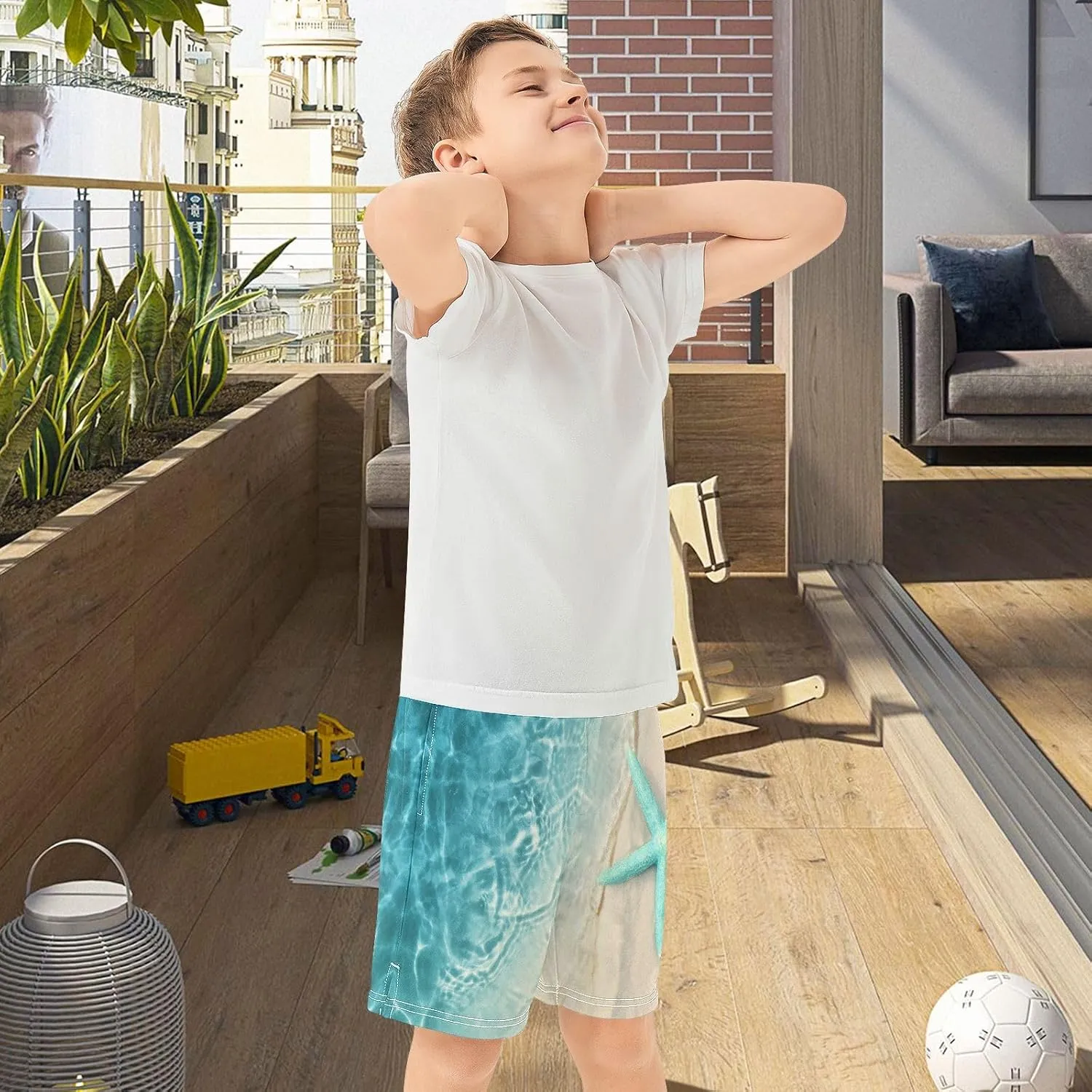 Boys Athletic Shorts Size 7-15 Boys' Casual Shorts with Pockets Elastic Waist Summer Kids Bottom for Sports Homewear