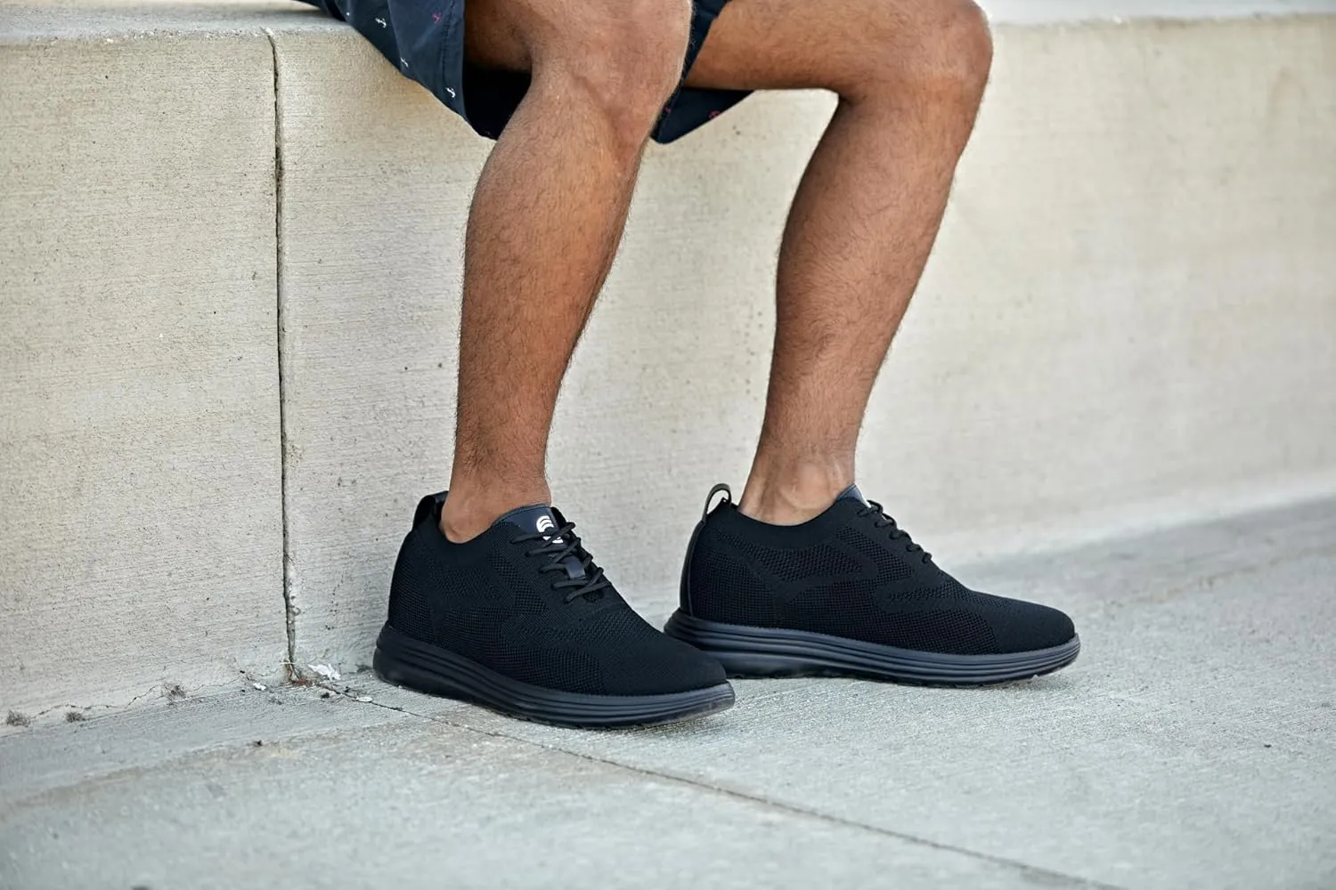 CALTO Men's Invisible Height Increasing Elevator Shoes - Black/Black Sole Ultra Light-Weight Lace-up Knitted Sporty Walker - 2.8 Inches Taller - X2631 - Size 10 D(M) US