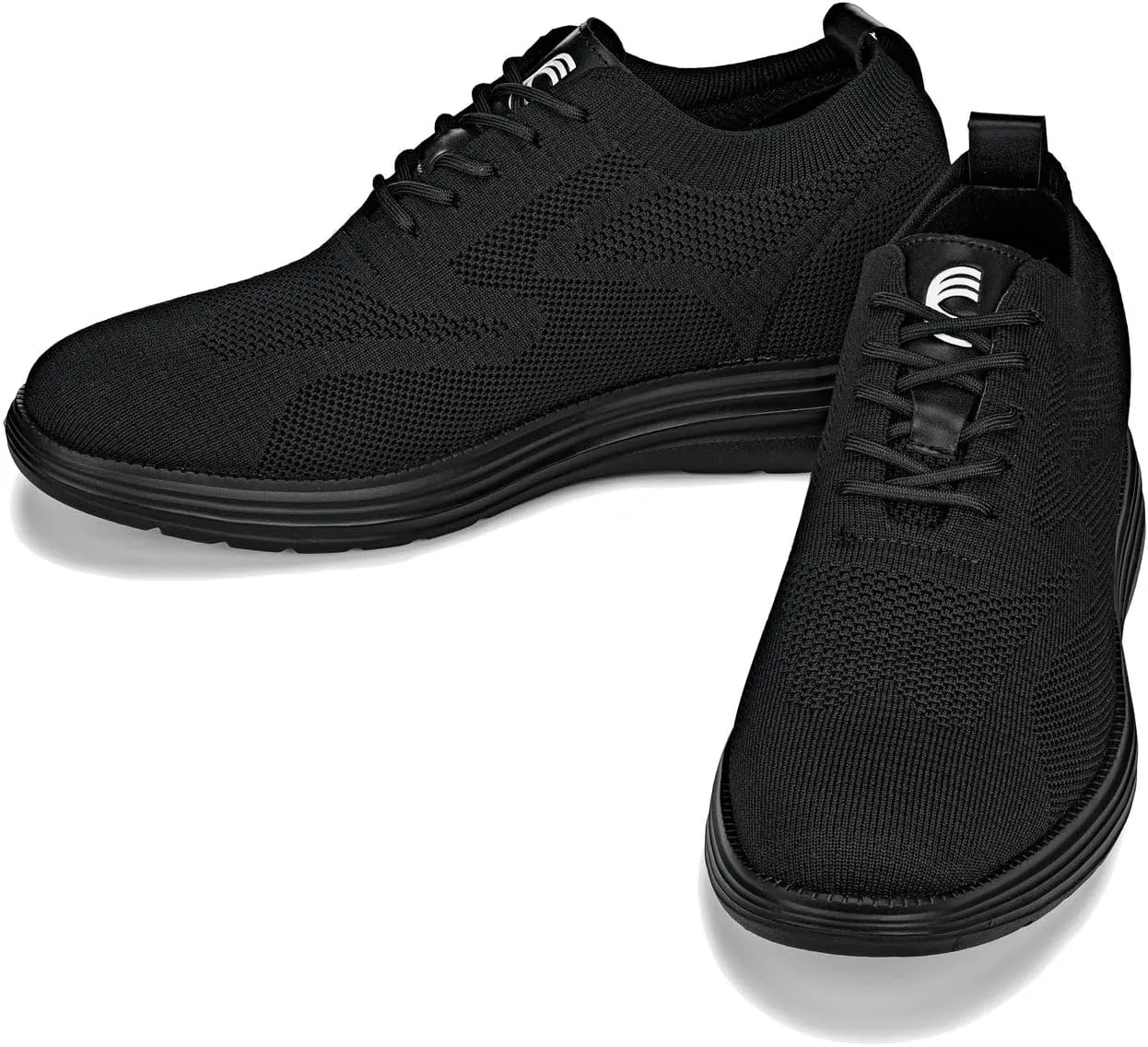 CALTO Men's Invisible Height Increasing Elevator Shoes - Black/Black Sole Ultra Light-Weight Lace-up Knitted Sporty Walker - 2.8 Inches Taller - X2631 - Size 10 D(M) US