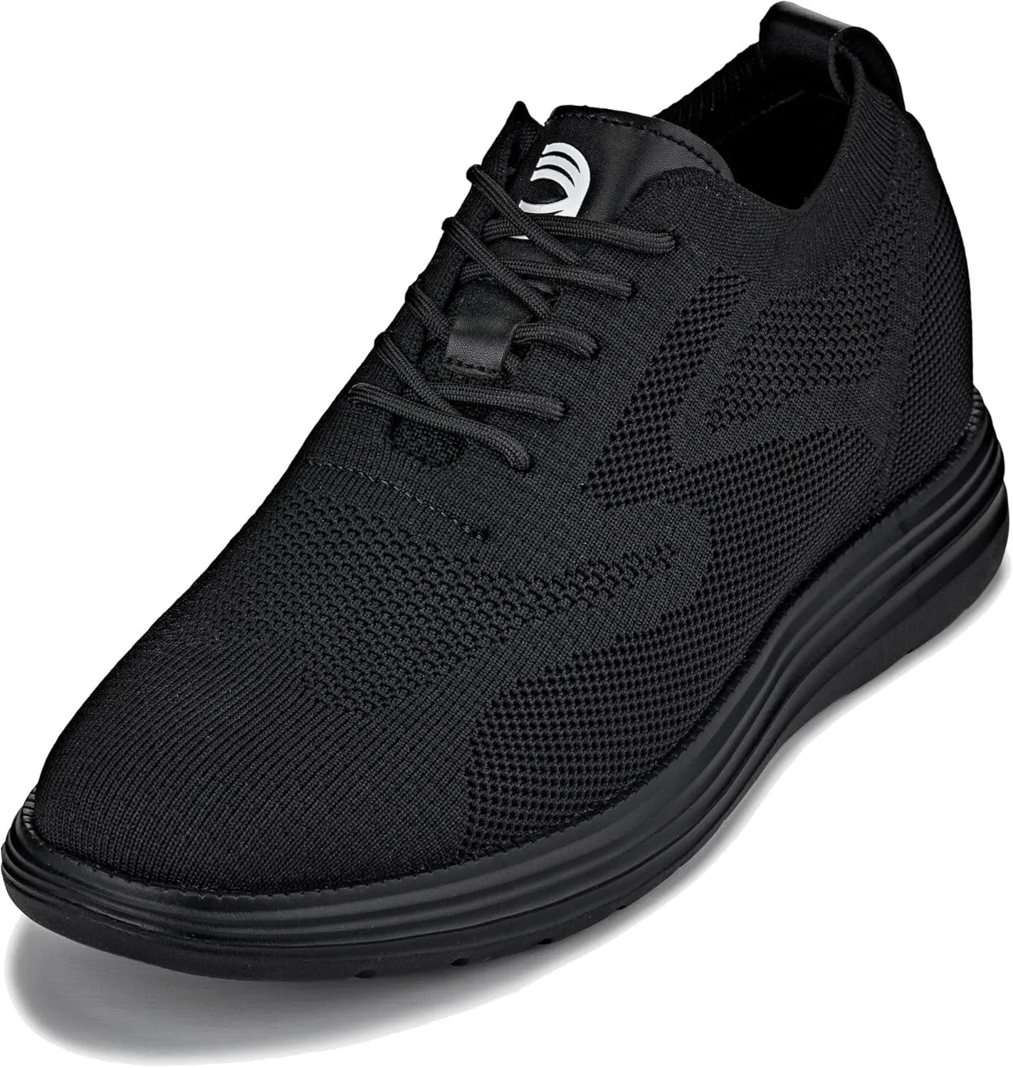 CALTO Men's Invisible Height Increasing Elevator Shoes - Black/Black Sole Ultra Light-Weight Lace-up Knitted Sporty Walker - 2.8 Inches Taller - X2631 - Size 10 D(M) US