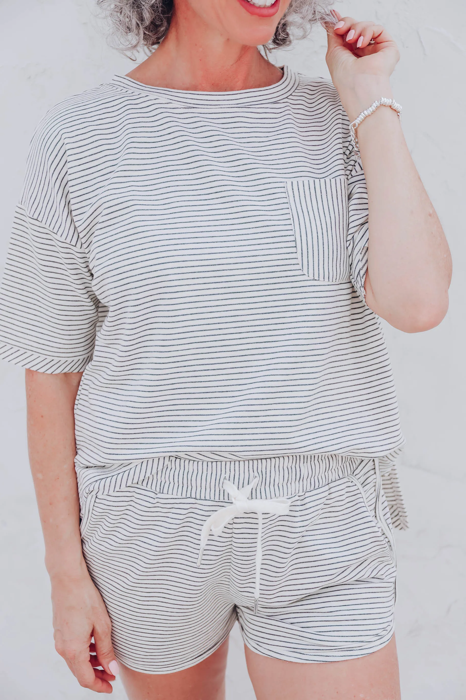 Charcoal Striped Hi-Lo Top
