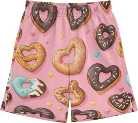 CHIFIGNO Colorful Heart Shaped Donuts Shorts for Boys Pull on Cool Shorts with Pockets Outdoor 7-15Y