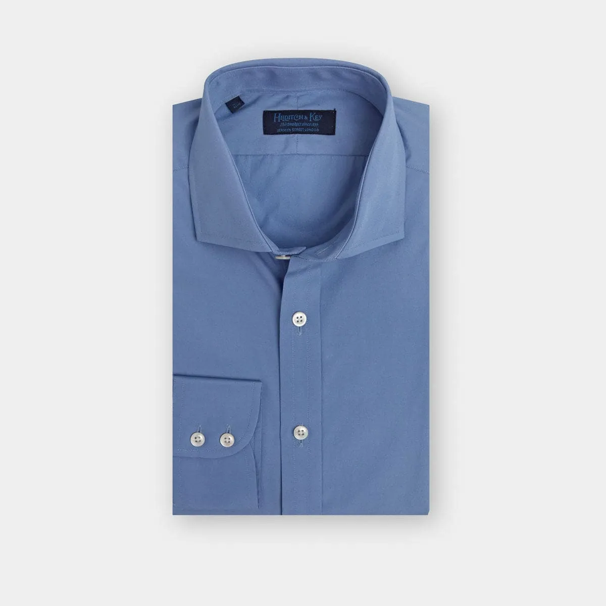 Contemporary Fit, Cutaway Collar, Two Button Cuff in Plain Mid Blue