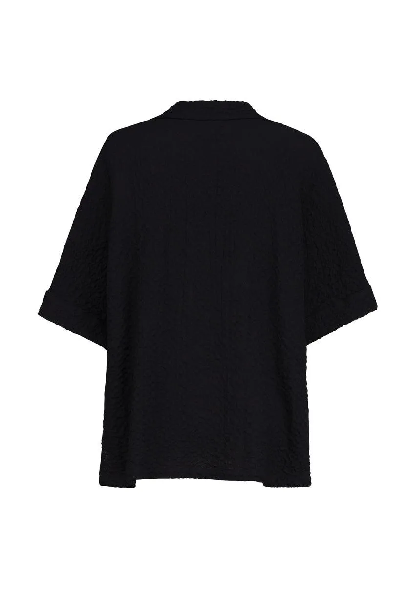 Crepe Polo Top, Black