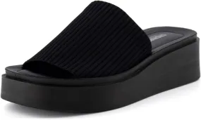 CUSHIONAIRE Women's Pim knit platform sandal with  Memory Foam