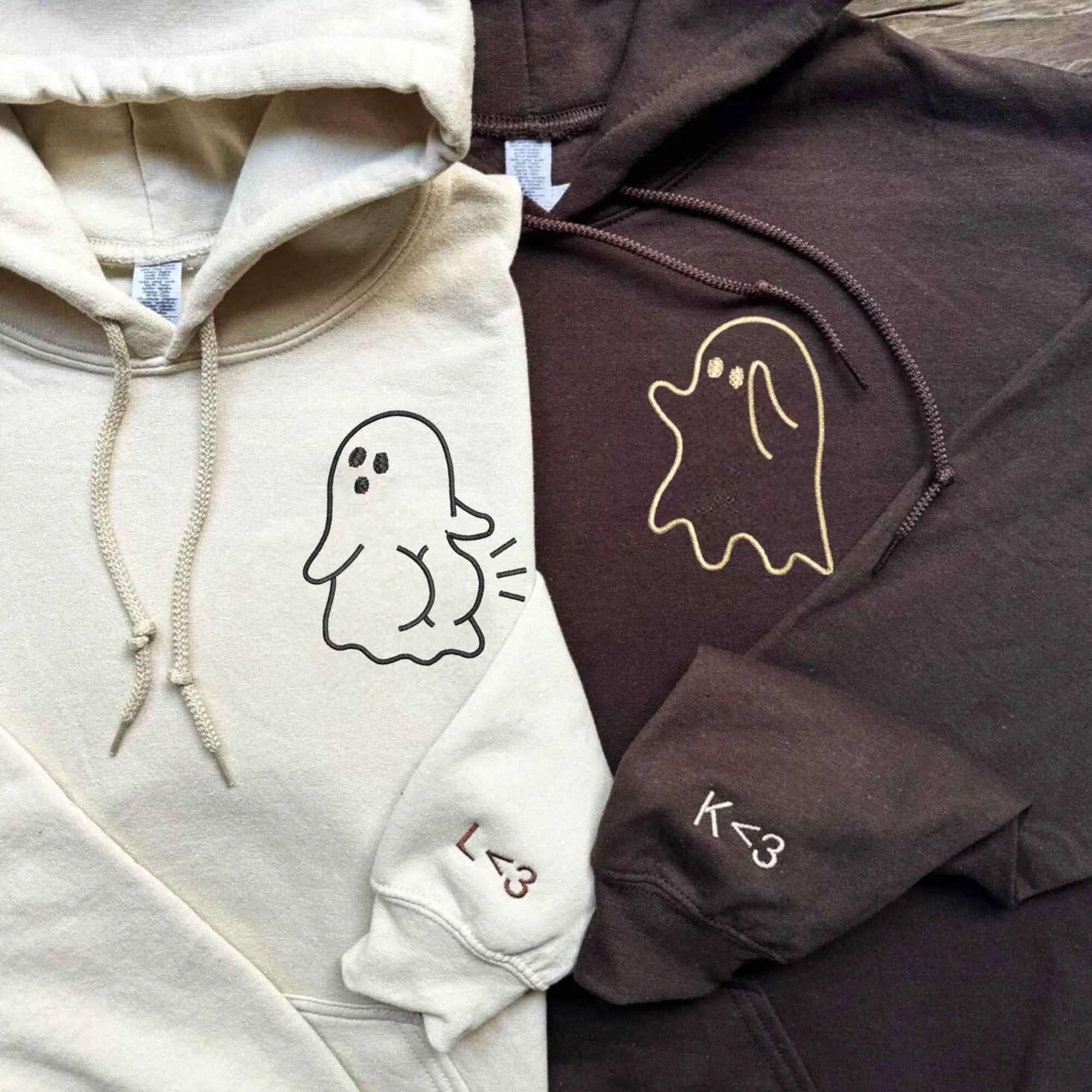 Custom Embroidered Matching Hoodies for Couples | Cute Sassy Ghost Design