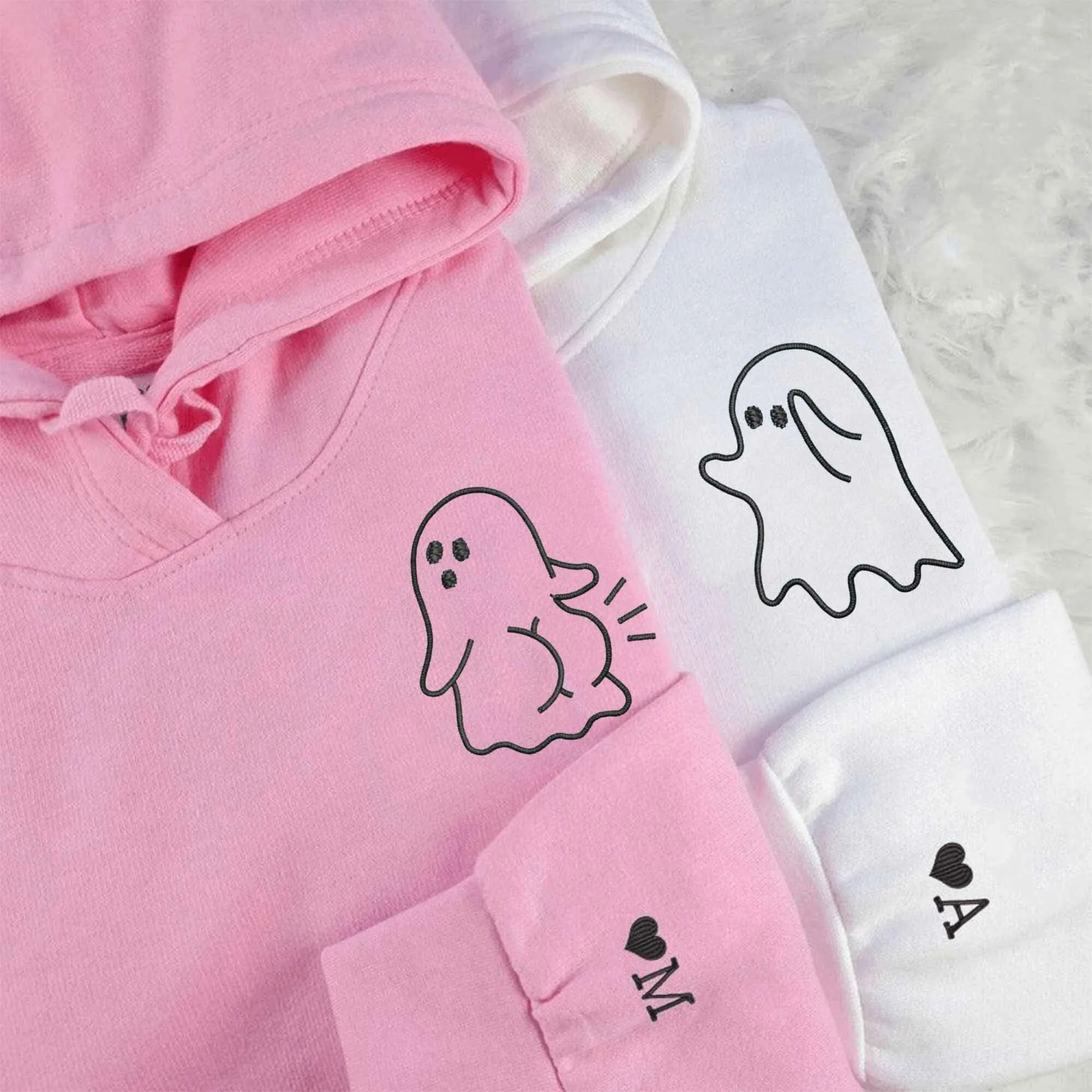 Custom Embroidered Matching Hoodies for Couples | Cute Sassy Ghost Design