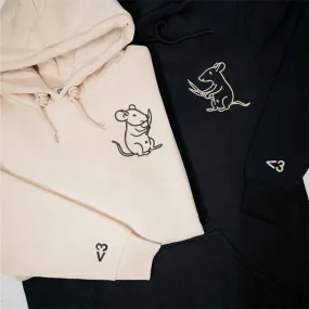 Custom Embroidered Matching Mouse Couple Hoodies | Fun Matching Sweaters For Couple