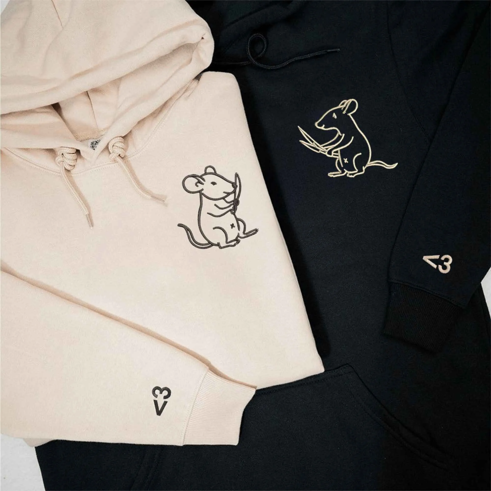 Custom Embroidered Matching Mouse Couple Hoodies | Fun Matching Sweaters For Couple