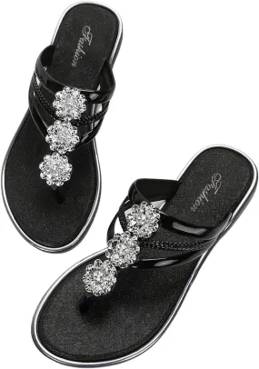 Floerns Women's Flat Sandals Flip Flop Sandals Summer Slip on Dressy Thong Sandal
