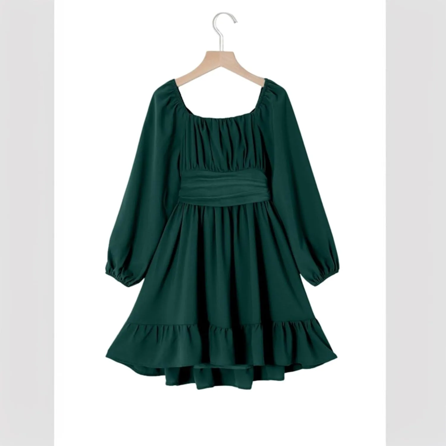 Girls Long Sleeve Tie Back Dresses Teenage Spring and Fall Strapless Fashion Elegant Dresses 4-15 Years