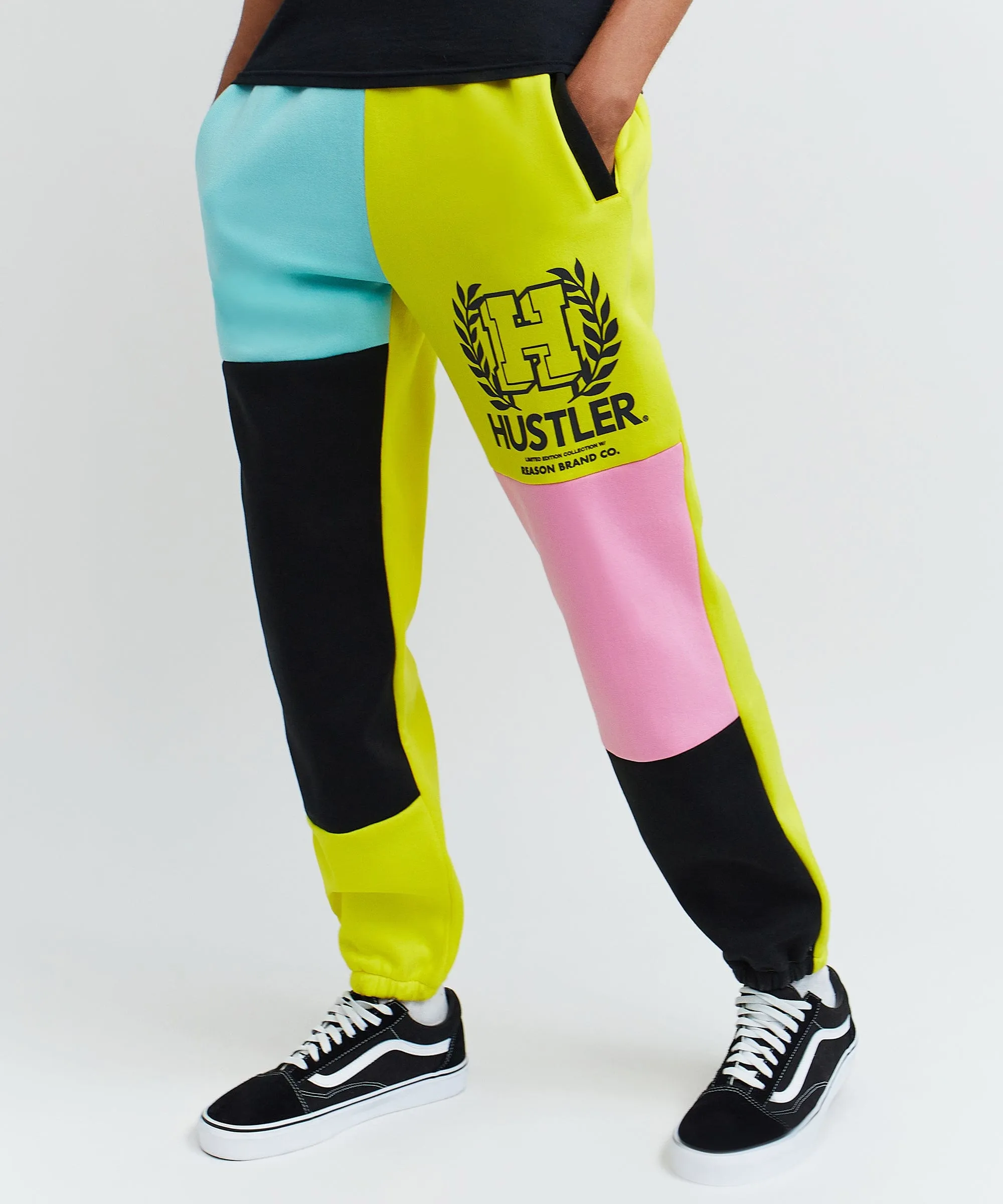 Hustler Emblem Color Block Logo Jogger