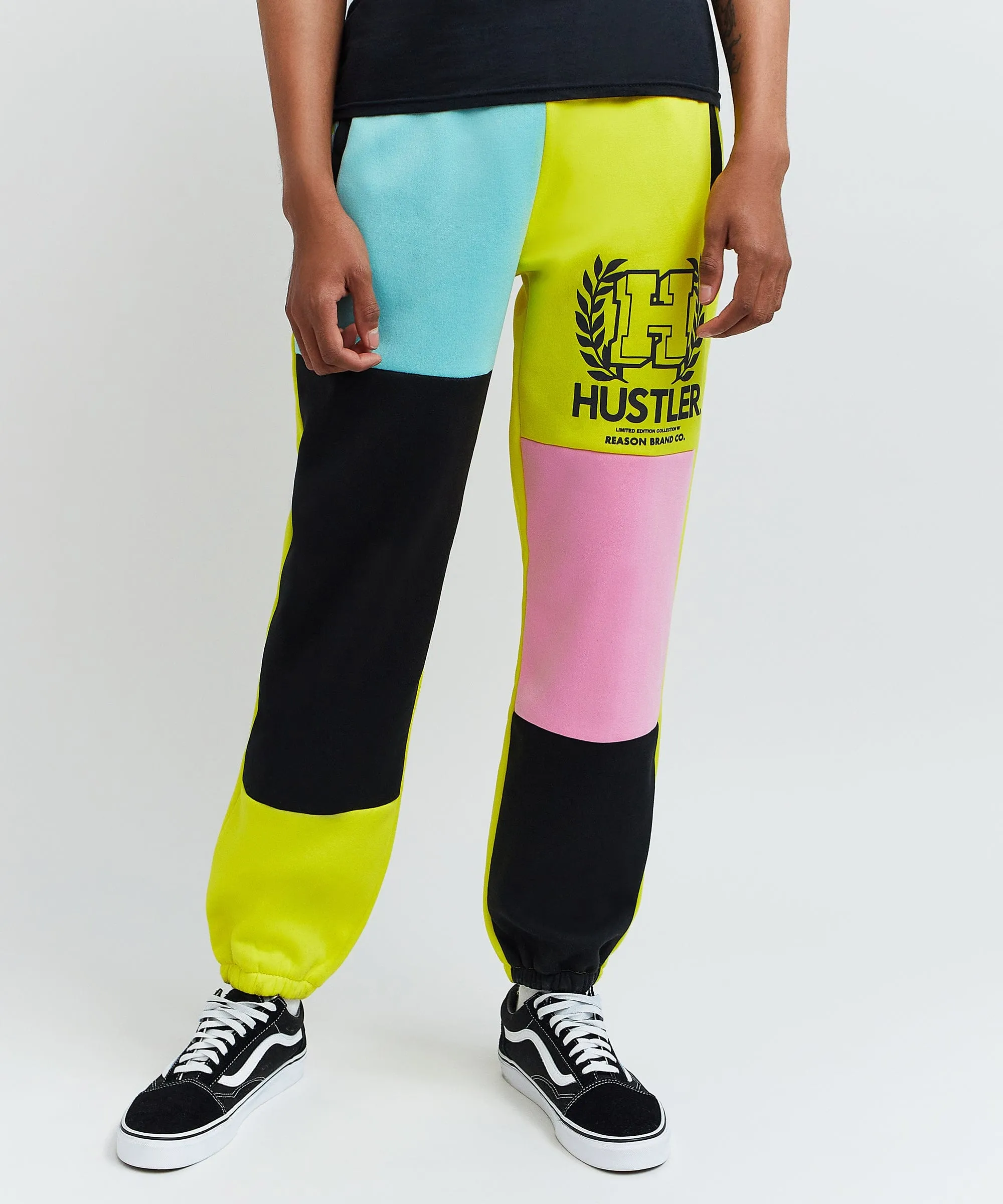 Hustler Emblem Color Block Logo Jogger