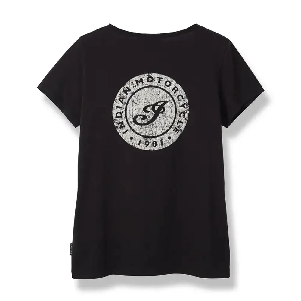 Indian Motorcycle  Womens I Icon Print T-Shirt Tee Lightweight Comfortable Black