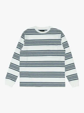 Long Sleeve Pocket Tee Wide Stripe Off White
