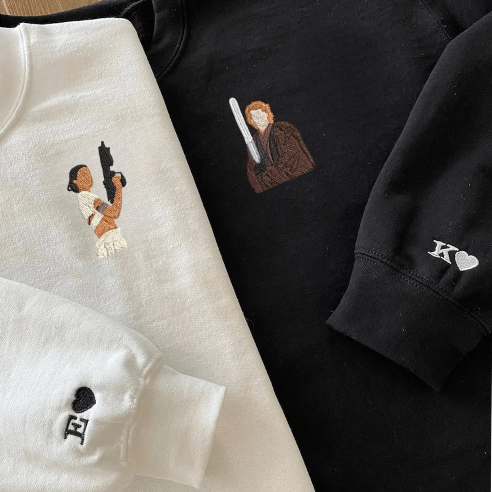 Matching Couple Hoodies - Anakin x Padme Custom Embroidered Sweatshirts For Couples