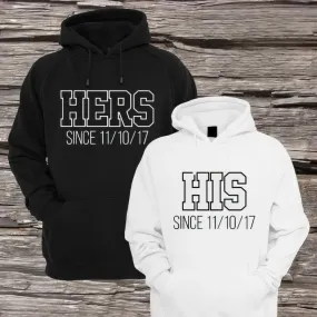 Matching Couple Hoodies - His & Hers Custom Embroidered Couples Matching Hoodies