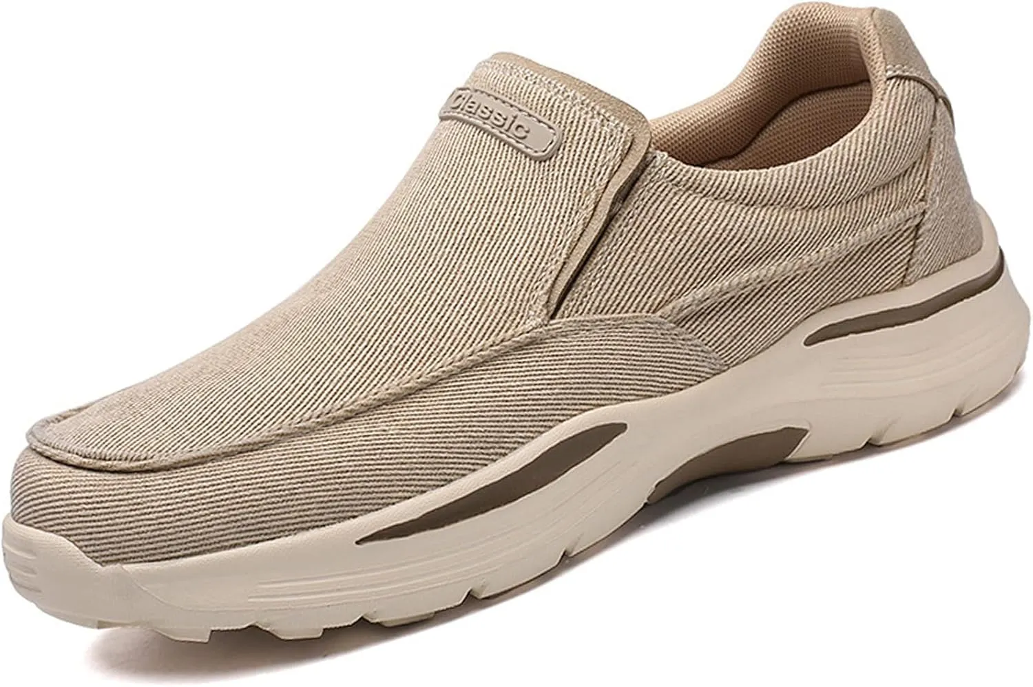 Men's Slip-On Canvas Sneaker Loafer Casual with Arch Support Breathable Stretch Comfort Relaxed Plus Size Flats Walking Shoes