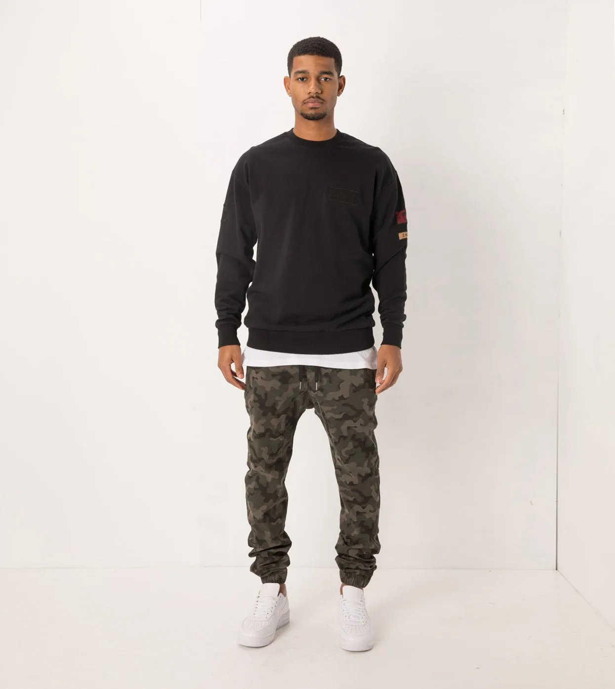 Patch Rugger Crew Sweat Black