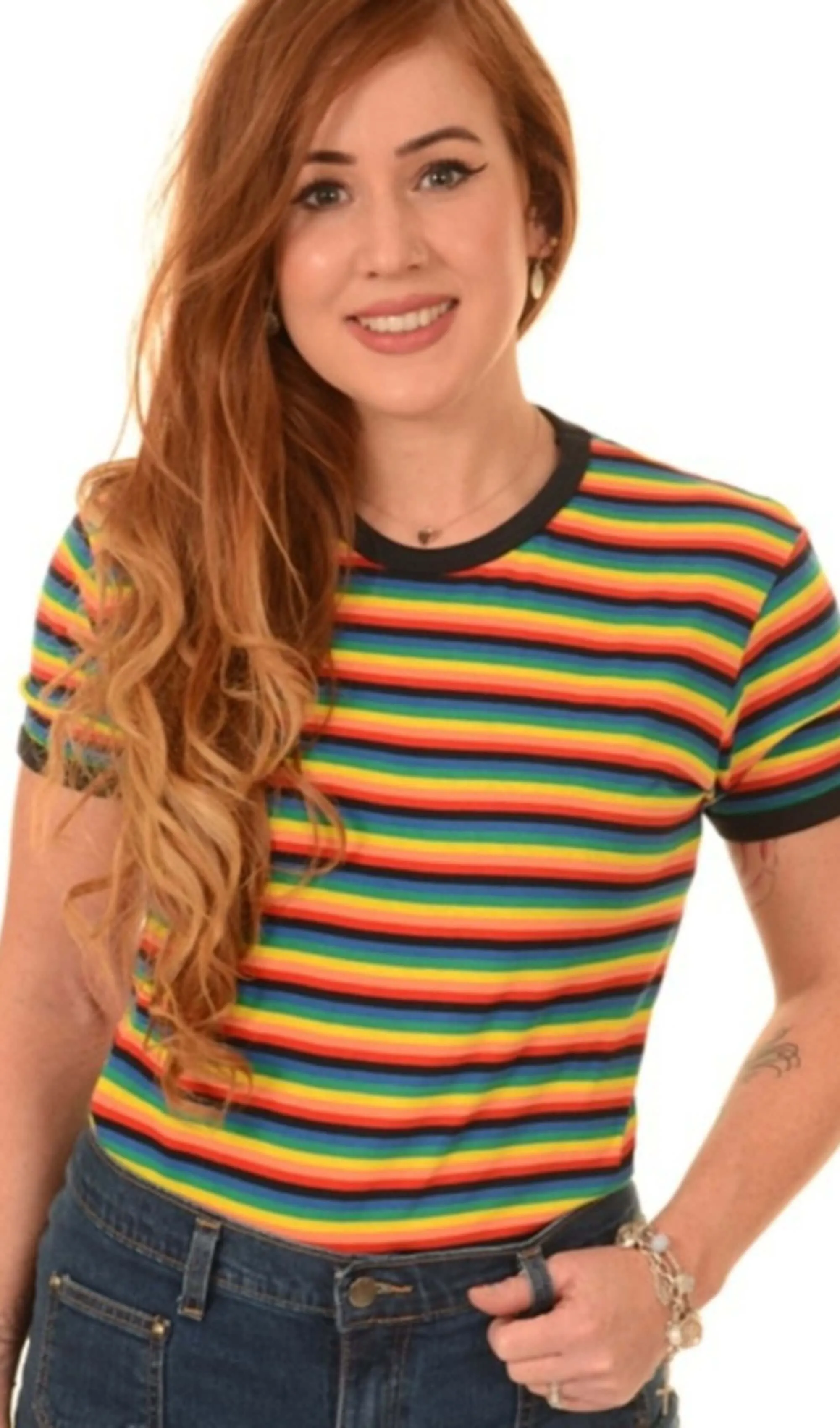 Retro Rainbow Brights Repeat Striped T Shirt