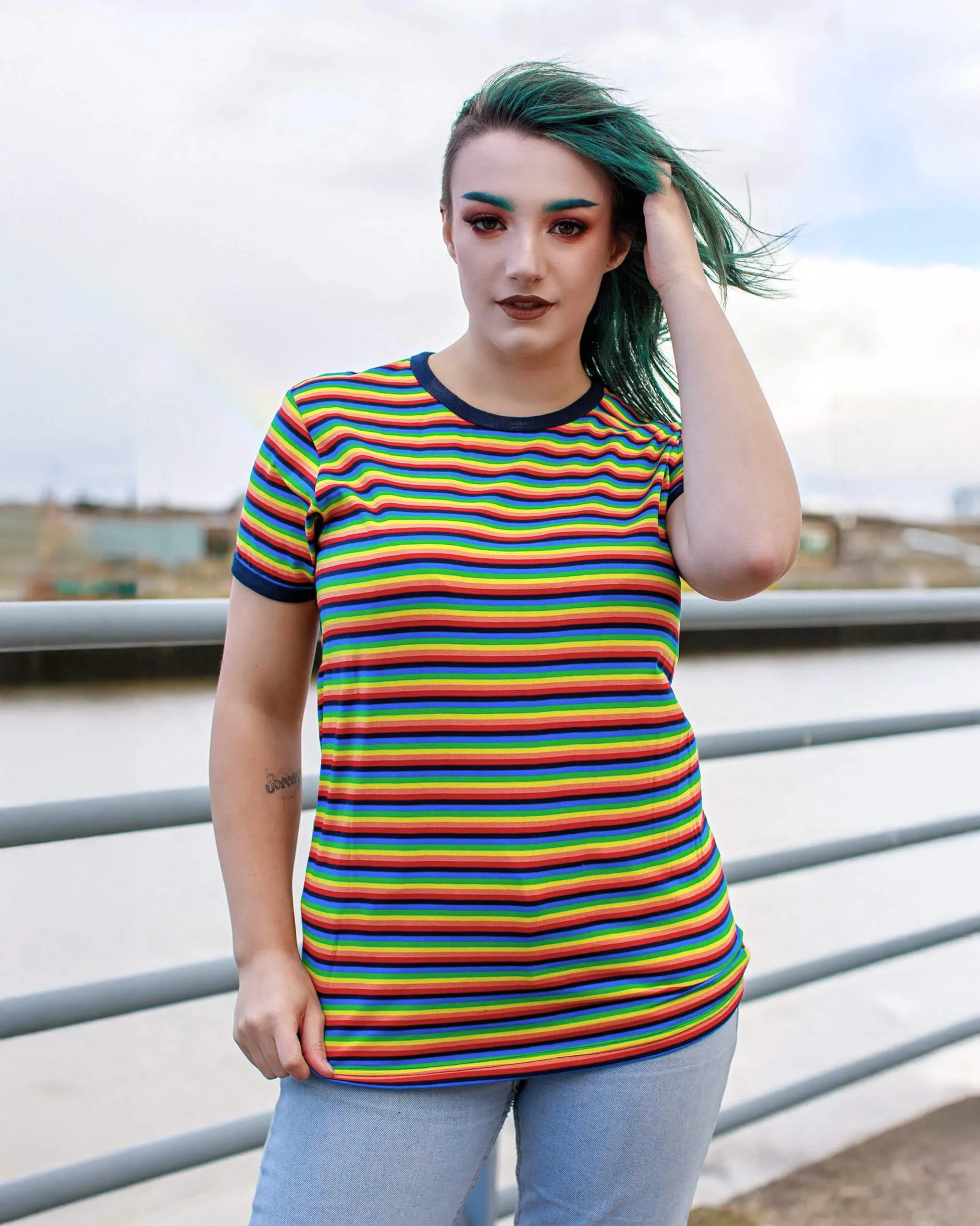 Retro Rainbow Brights Repeat Striped T Shirt