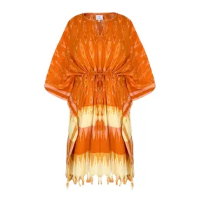Roswell Cotton Ikat Kaftan Dress Handwoven One Left