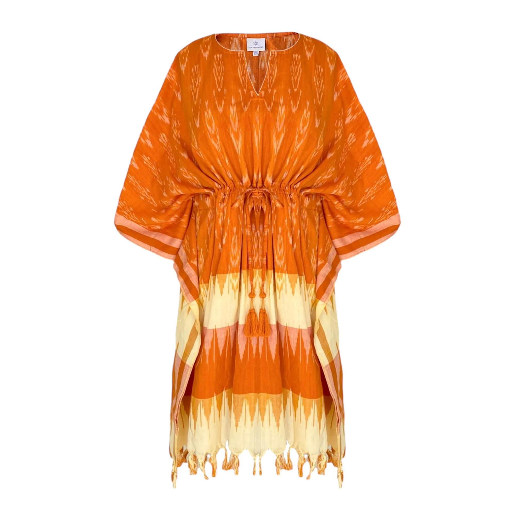 Roswell Cotton Ikat Kaftan Dress Handwoven One Left