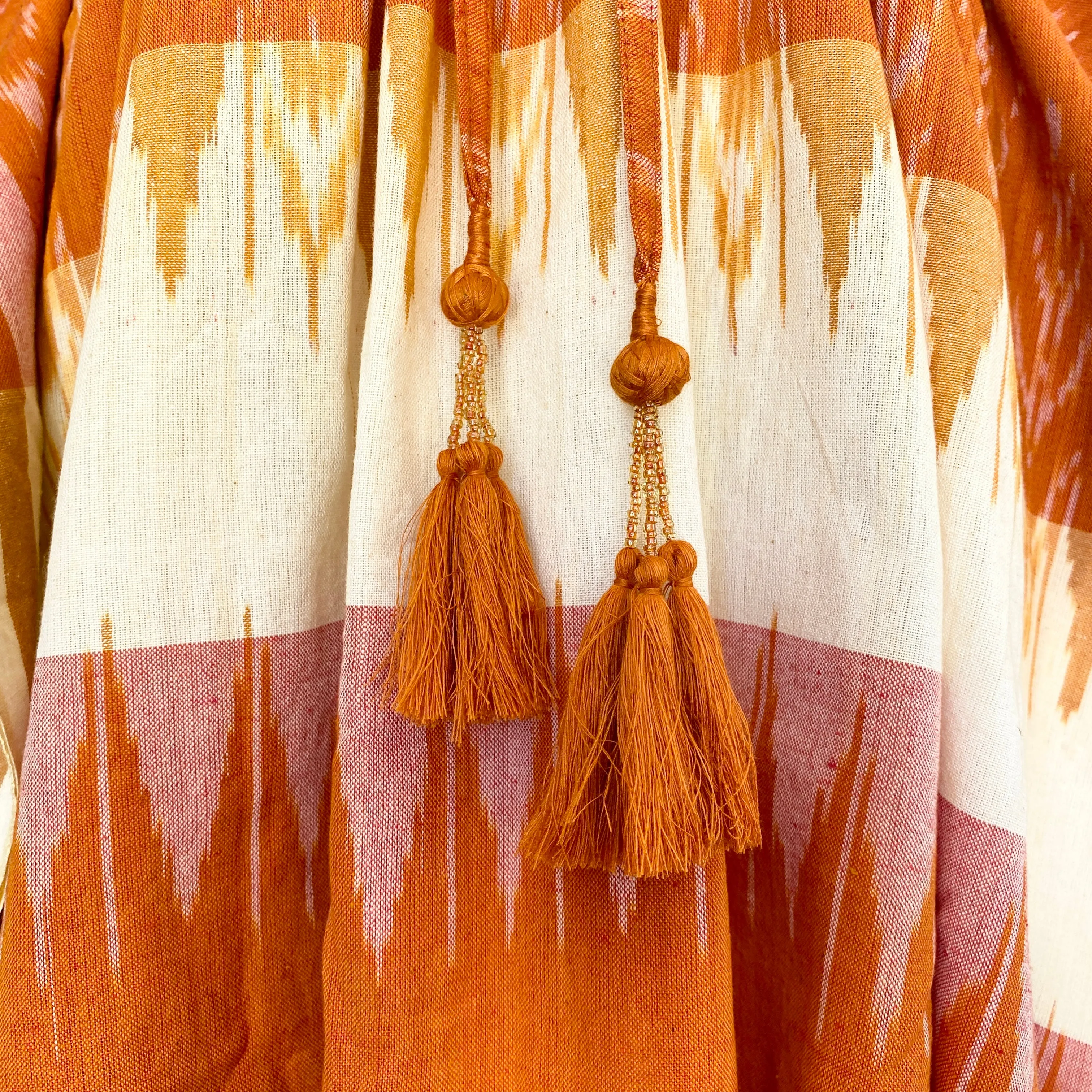 Roswell Cotton Ikat Kaftan Dress Handwoven One Left