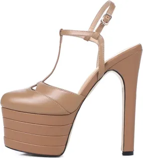 Sexy Women's Elegant Striped Sandals, Fashion Peep Toe T-tied Sweet High Heels for Party, Banquet And Catwalk