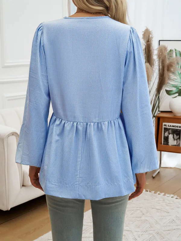 Stripe Tie-Up Blouse for Transitioning Seasons