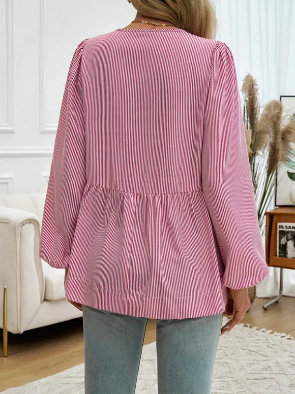 Stripe Tie-Up Blouse for Transitioning Seasons