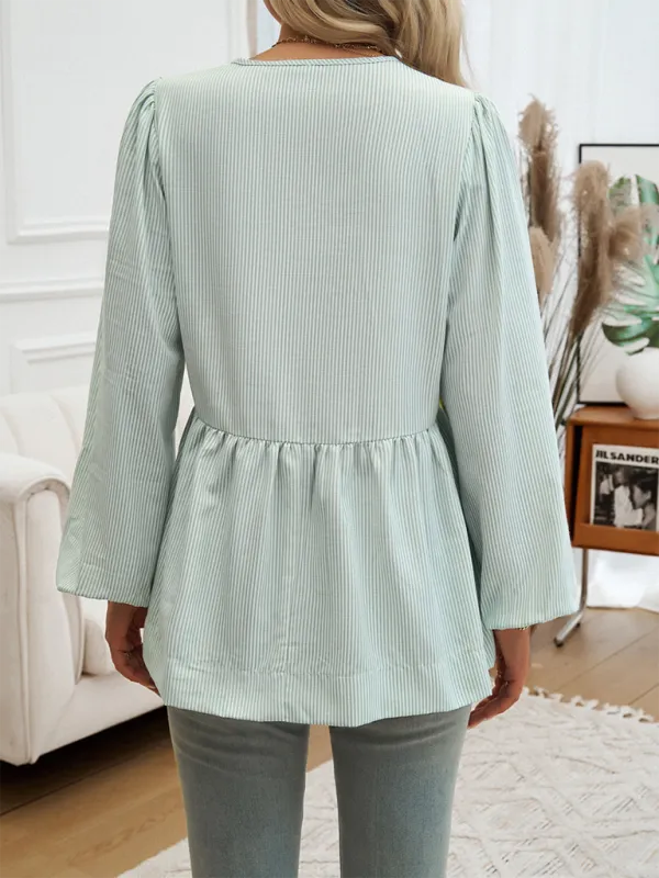 Stripe Tie-Up Blouse for Transitioning Seasons
