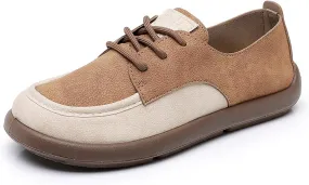 SWDZM Lace-Up Soft Sole Loafers Fashion Round Toe Splicing Comfortable Slip-On Oxford Shoes for Office Work