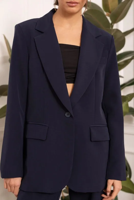 Timeless Plain Oversized Jacket Navy