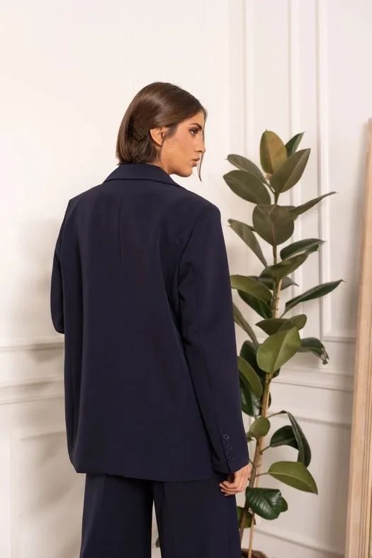 Timeless Plain Oversized Jacket Navy