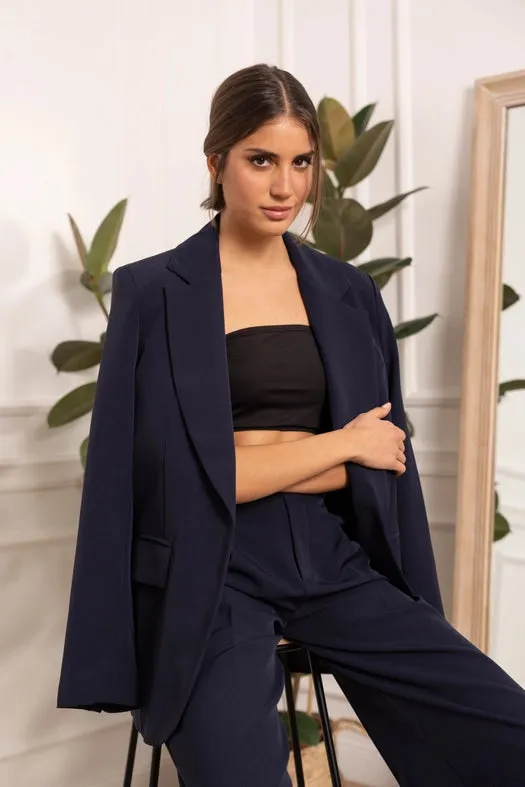 Timeless Plain Oversized Jacket Navy