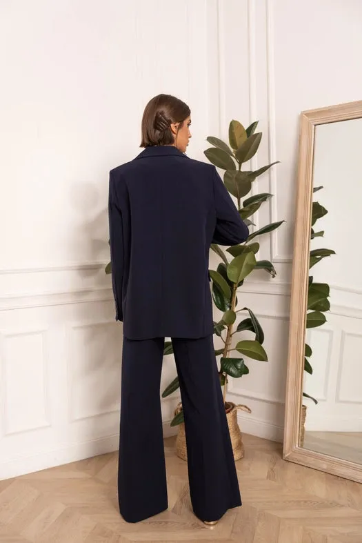 Timeless Plain Oversized Jacket Navy