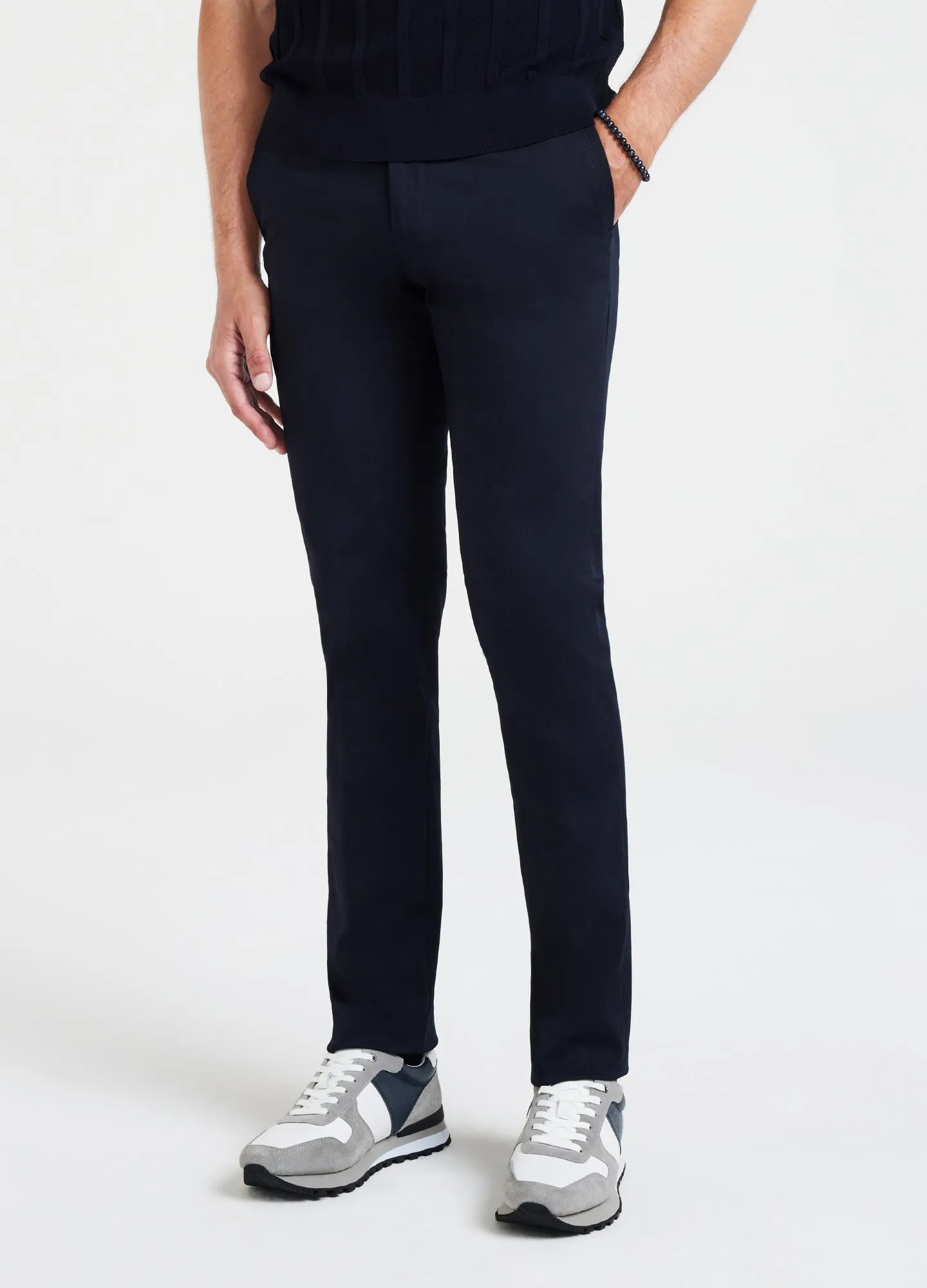 Twill Stretch Cotton Slim-Fit Tailored Pant Navy