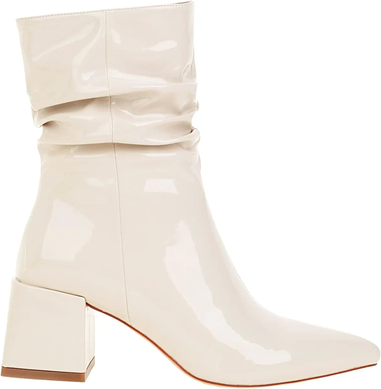 vivianly Pointed Toe Ankle Boot Mid-Calf Boots Chunky Block Heel Booties for Women