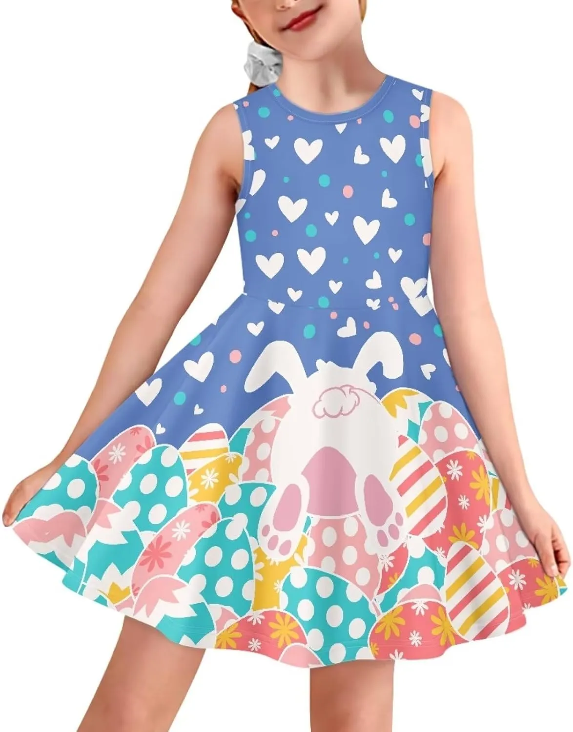 Wiryuouvt Summer Dresses for Girls Sleeveless Dress A-line Skirt
