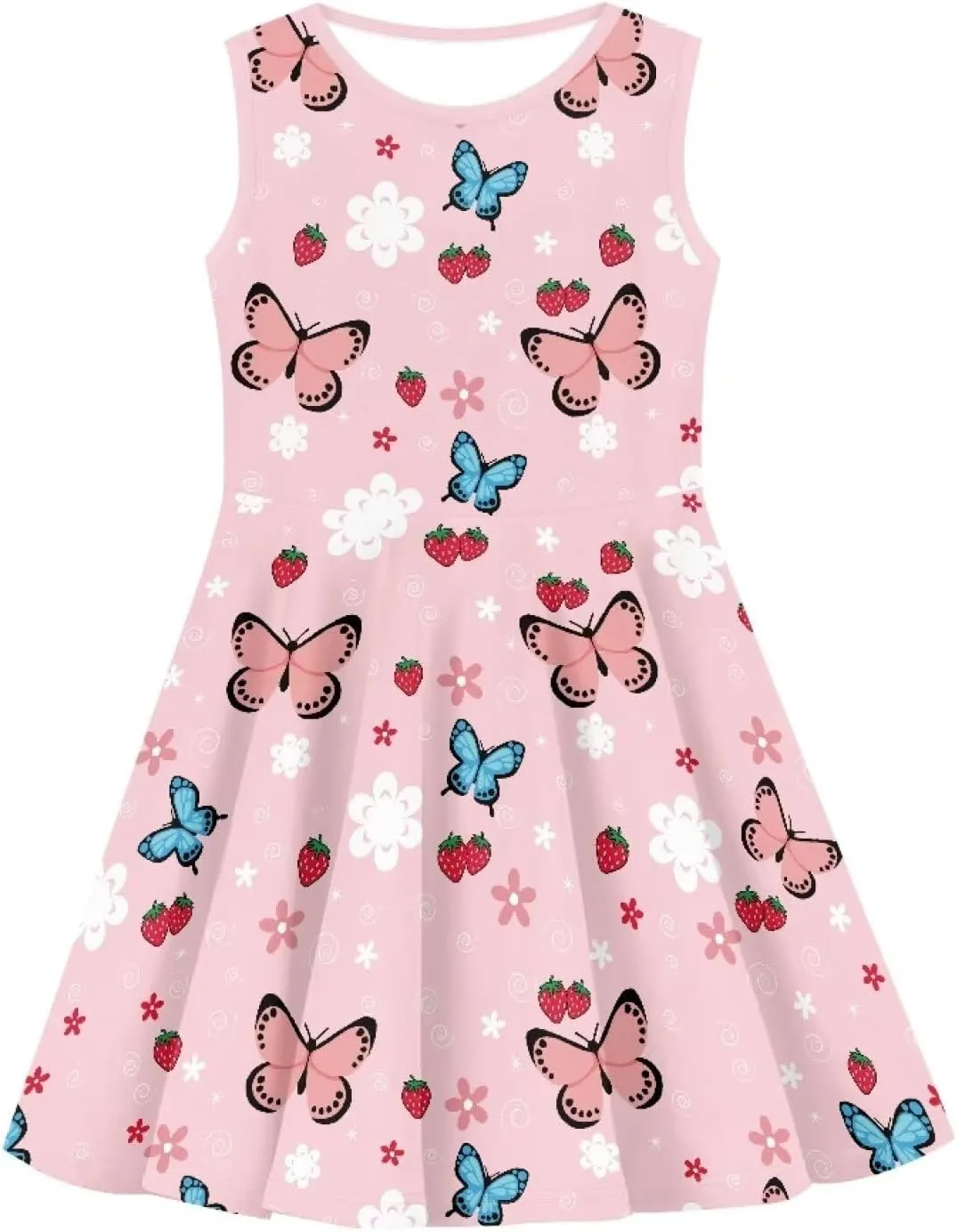 Wiryuouvt Summer Dresses for Girls Sleeveless Dress A-line Skirt
