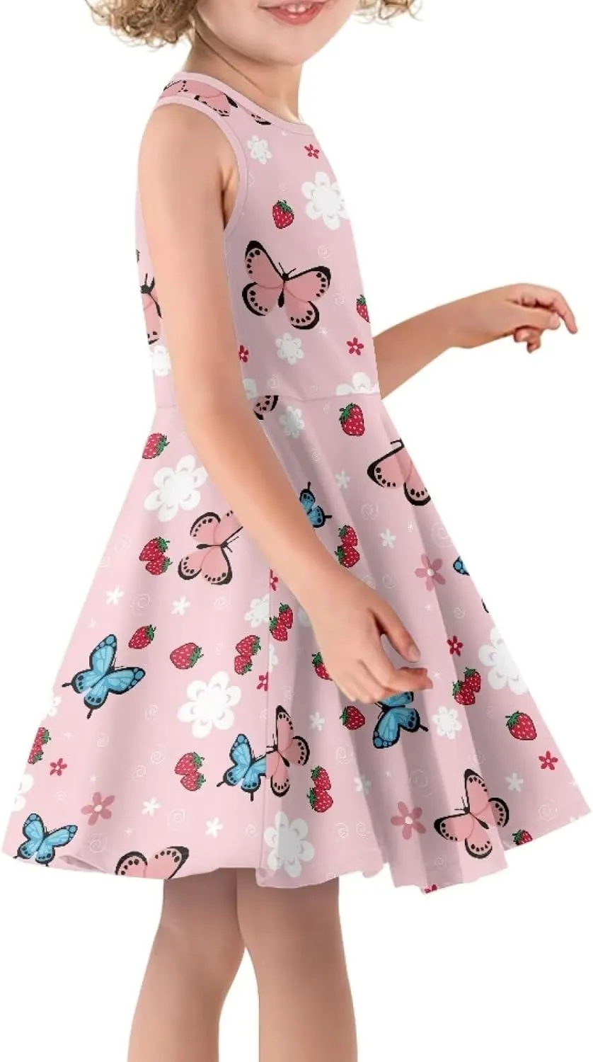 Wiryuouvt Summer Dresses for Girls Sleeveless Dress A-line Skirt
