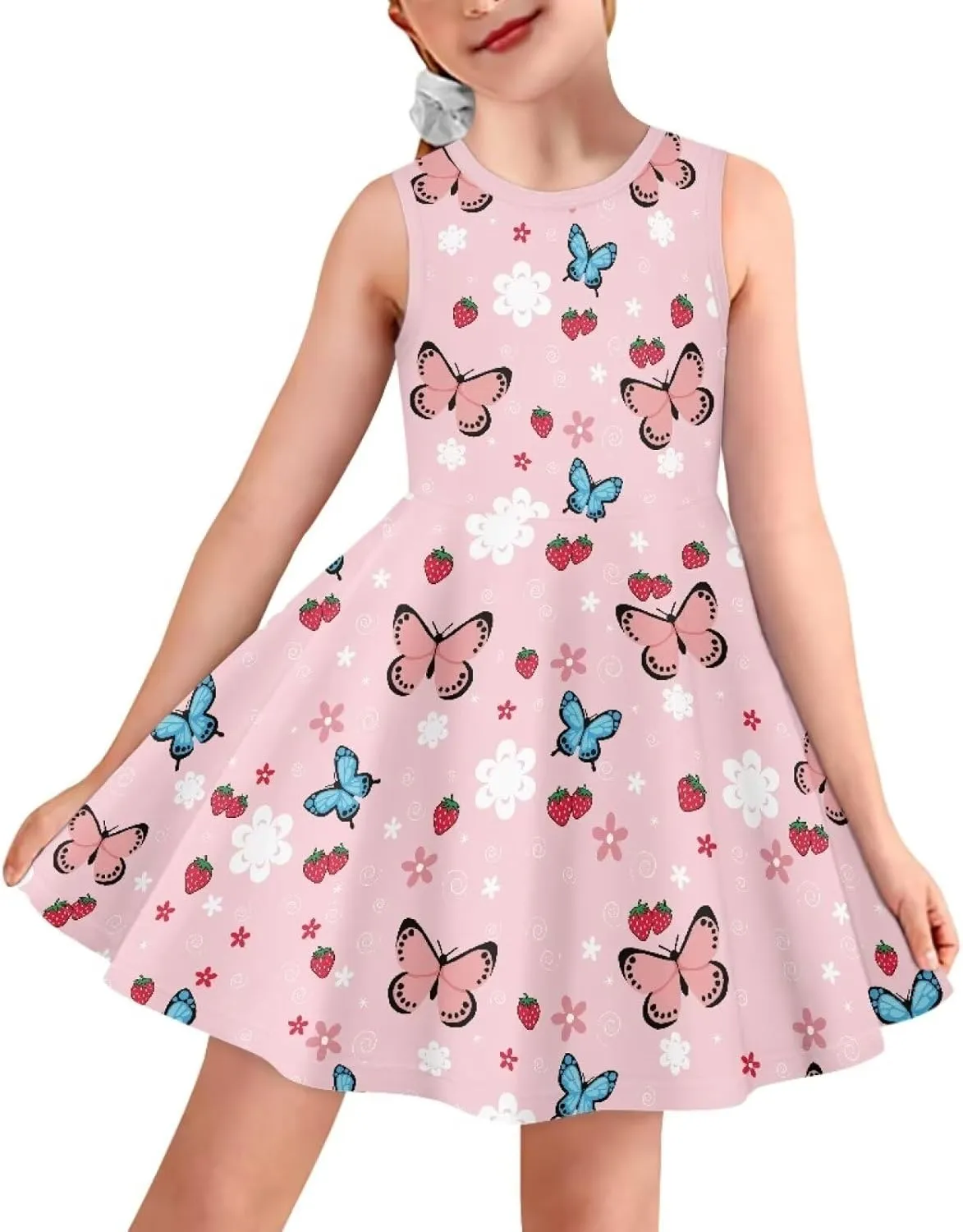 Wiryuouvt Summer Dresses for Girls Sleeveless Dress A-line Skirt