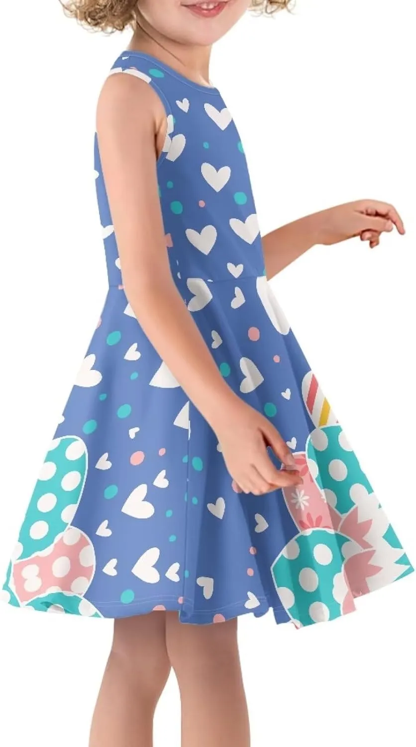 Wiryuouvt Summer Dresses for Girls Sleeveless Dress A-line Skirt
